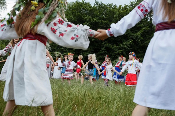 People take part in a celebration on the traditional Ivana Kupala holiday in Kiev