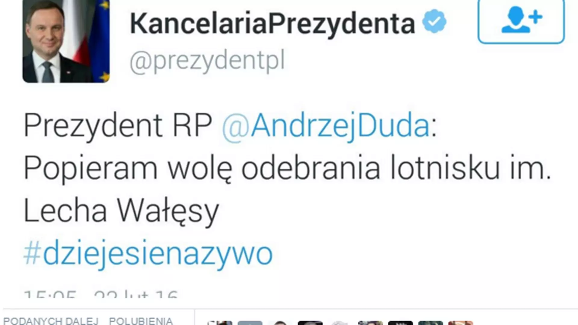 Zamieszanie z powodu wpisu na profilu Kancelarii Prezydenta. Tweet Andrzeja Dudy prawdziwy?