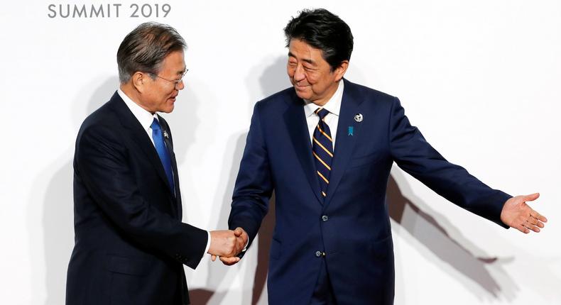 Shinzo Abe and Moon Jae-In