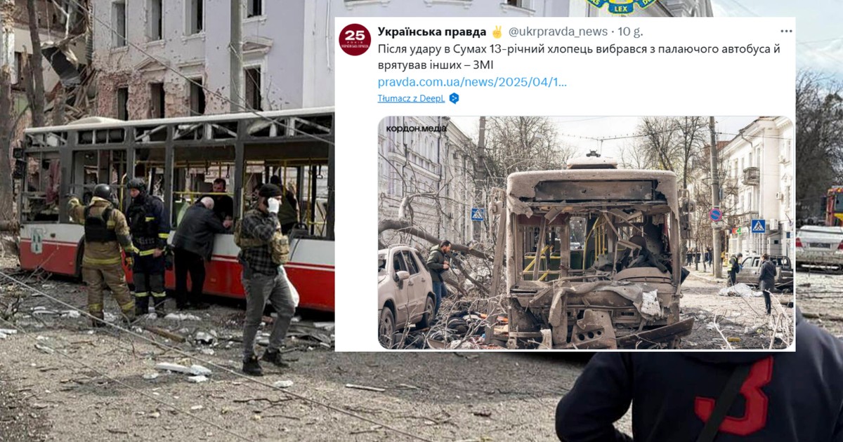 13-latek uciekł z płonącego autobusu podczas ataku rakietowego w Sumach. Uratował pasażerów