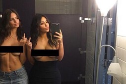 Emily Ratajkowski, selfie, topless, Kim Kardashian