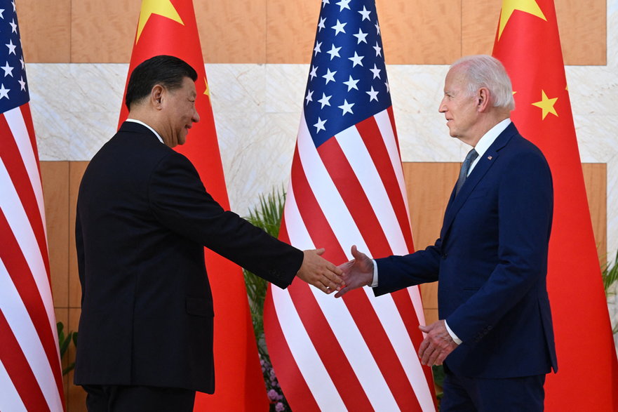 Xi Jinping i Joe Biden podczas szczytu G20 na Bali, listopad 2022 r.