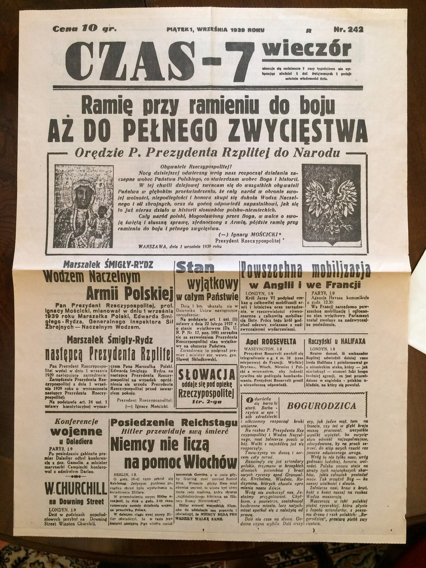 Gazeta z 1 września 1939 roku