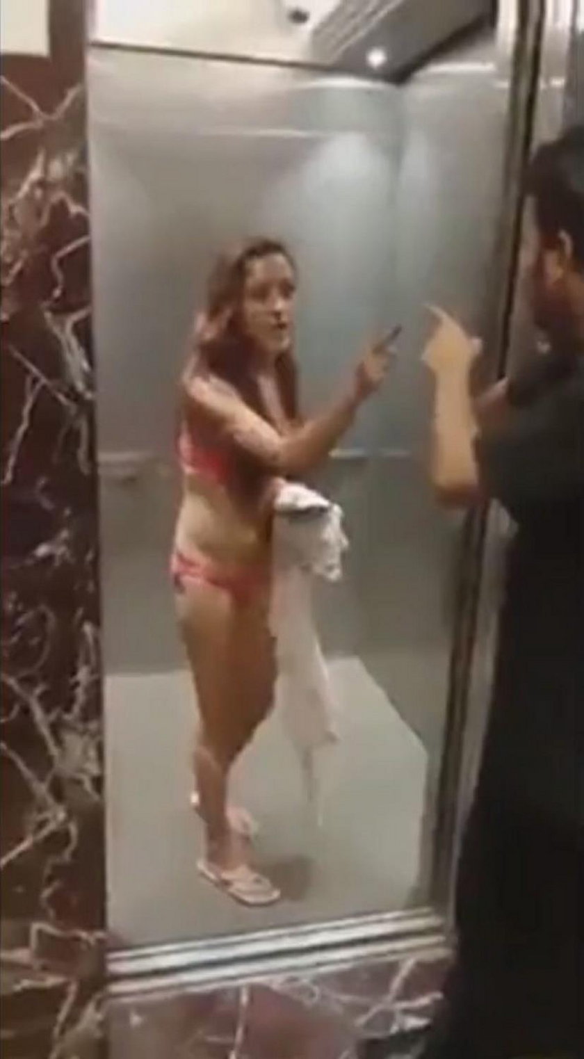 Piękność zrobiła striptiz w windzie, bo oskarżyli ją o kradzież