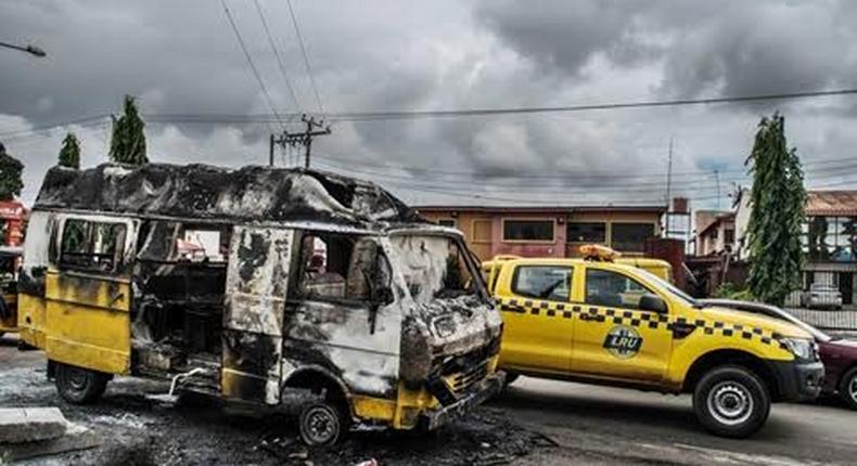 Razed commercial bus