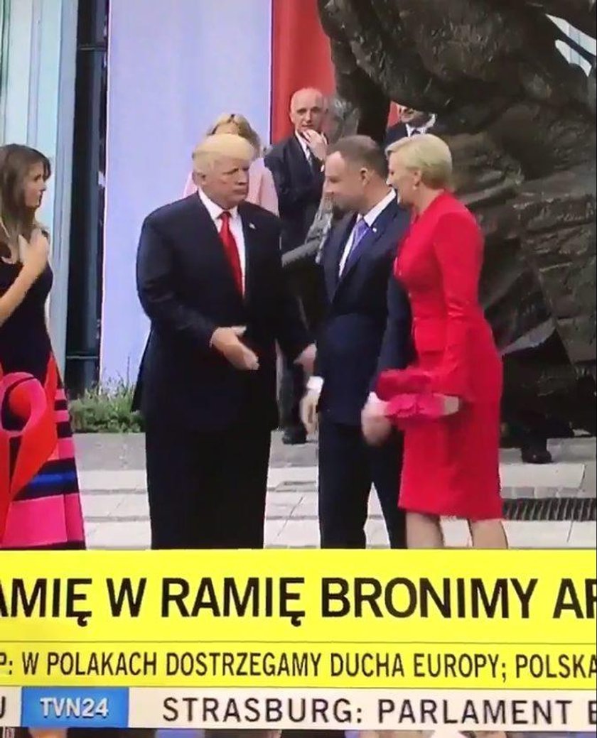 Wpadka z udziałem pary prezydenckiej. Wymowna mina Trumpa!