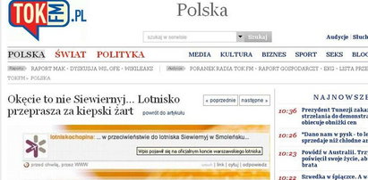 Kiepski żart o Smoleńsku. Lotnisko Chopina zaliczyło wpadkę