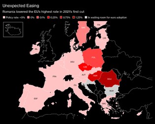 Stopy procentowe w Europie. Rumunia wciąż z najwyższymi wskaźnikami w UE [MAPA]