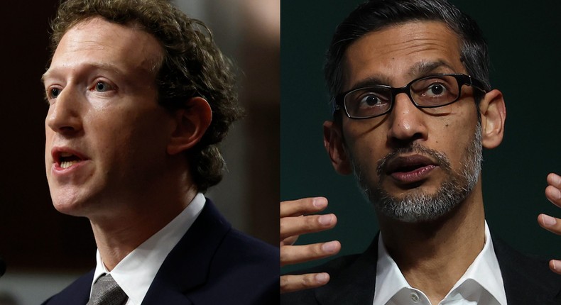 Tech execs like Mark Zuckerberg, left, and Sundar Pichai, right, have spoken about their approach to parenting.Anna Moneymaker/Justin Sullivan/Getty