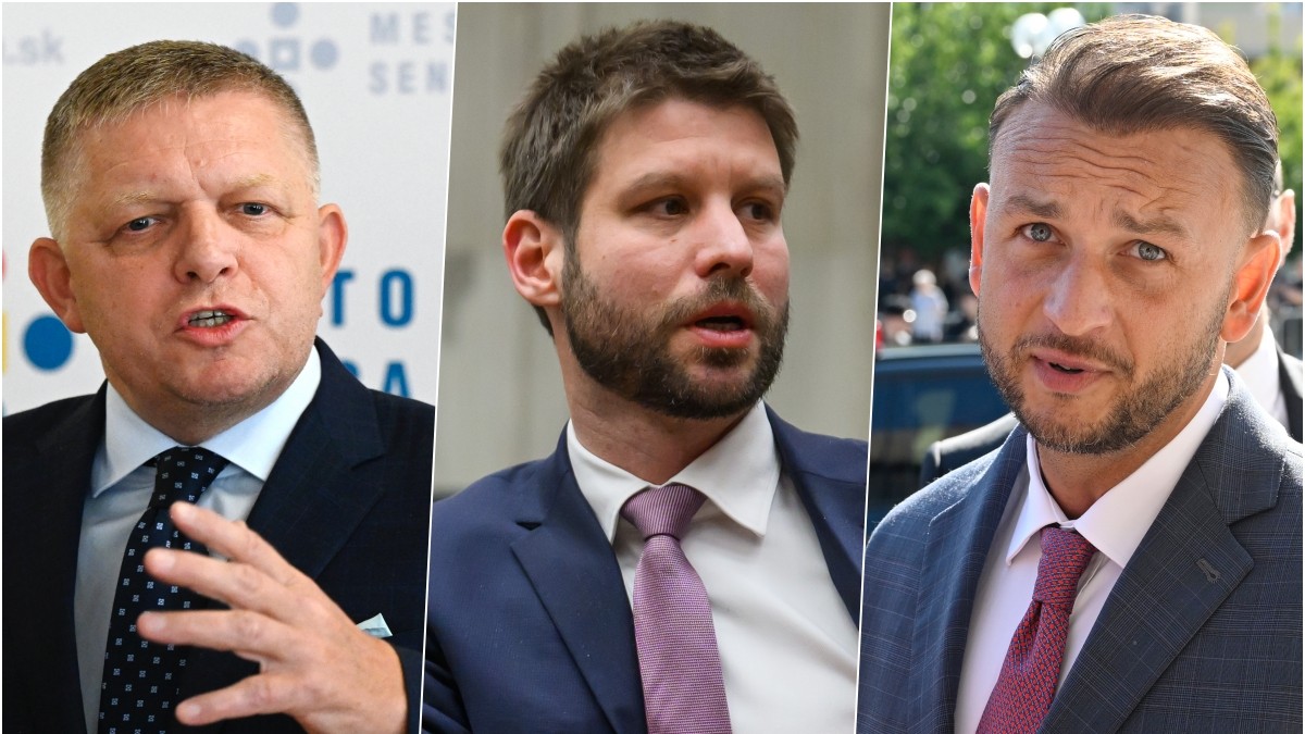 Robert Fico, Michal Šimečka a Matúš Šutaj Eštok.