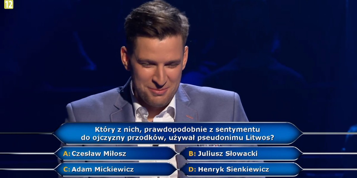 „Milionerzy” padło pytanie o Litwosa. Sienkiewicz, Mickiewicz, Miłosz czy Słowacki – który pisarz używał tego pseudonimu?  