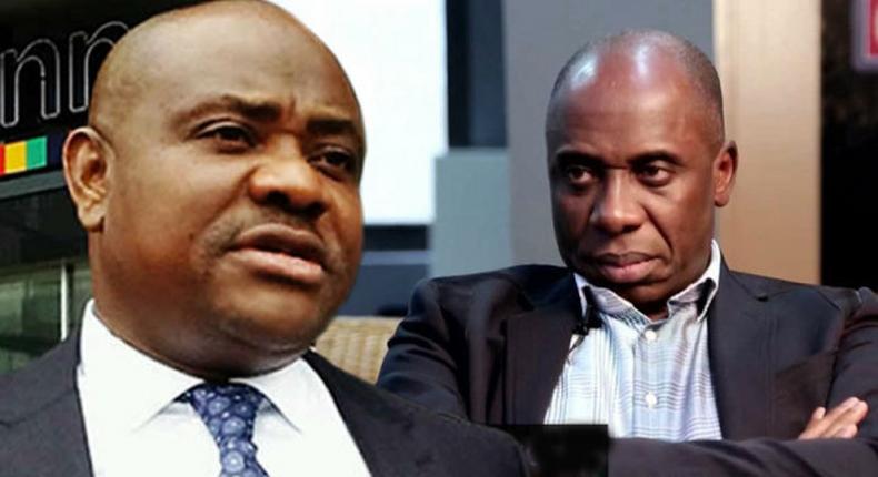 Governor Nyesom Wike of Rivers State and the Minister of Transportation, Rotimi Amaechi (The News Nigeria)