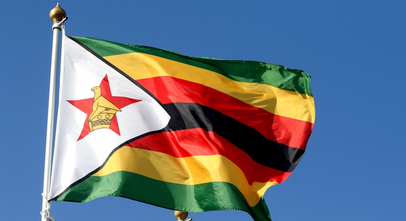 The flag of the Republic of Zimbabwe is displayed in the gallery of flags of the participating countries at the St. Petersburg International Economic Forum 2024 (SPIEF 2024). [Photo by Maksim Konstantinov/SOPA Images/LightRocket via Getty Images]