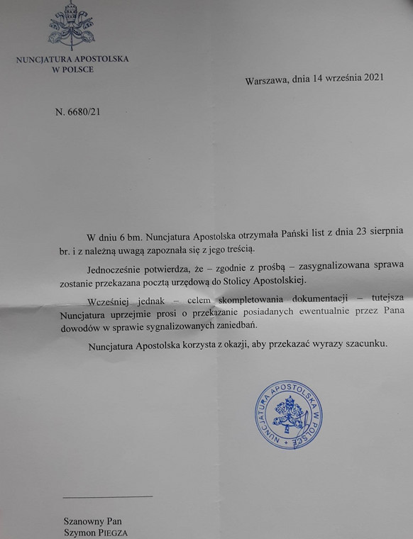 List z nuncjatury