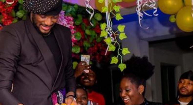 Music icon 2Baba Idibia and his daughter, Olivia at his 45th birthday party [Instagram/AnnieIdibia]