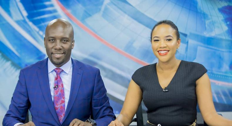 Dennis Okari with his colleague  at NTV Olive Barrows