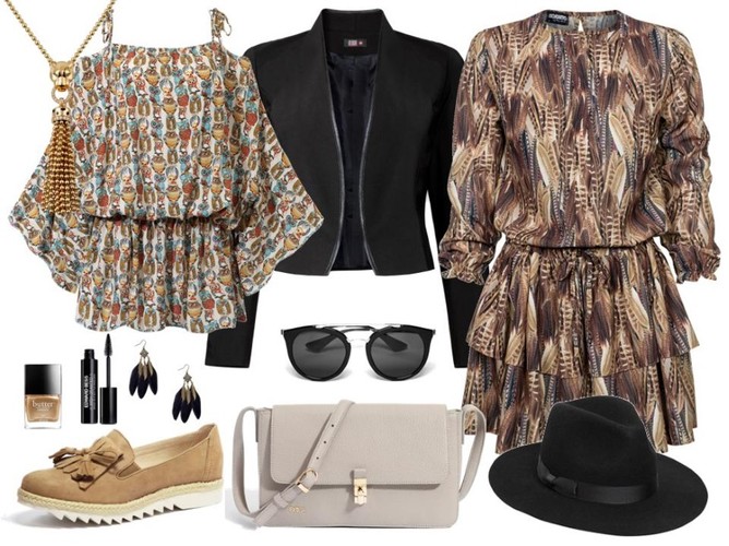 Wiosenny powiew falban. STYLIZACJE: Sukienka – Mosquito/mosquito.pl, bluzka – Boca/boca.pl, marynarka – Midori/midori.pl, torebka – Boca/boca.pl, buty – Caprice/caprice.pl, dodatki – TKMAXX