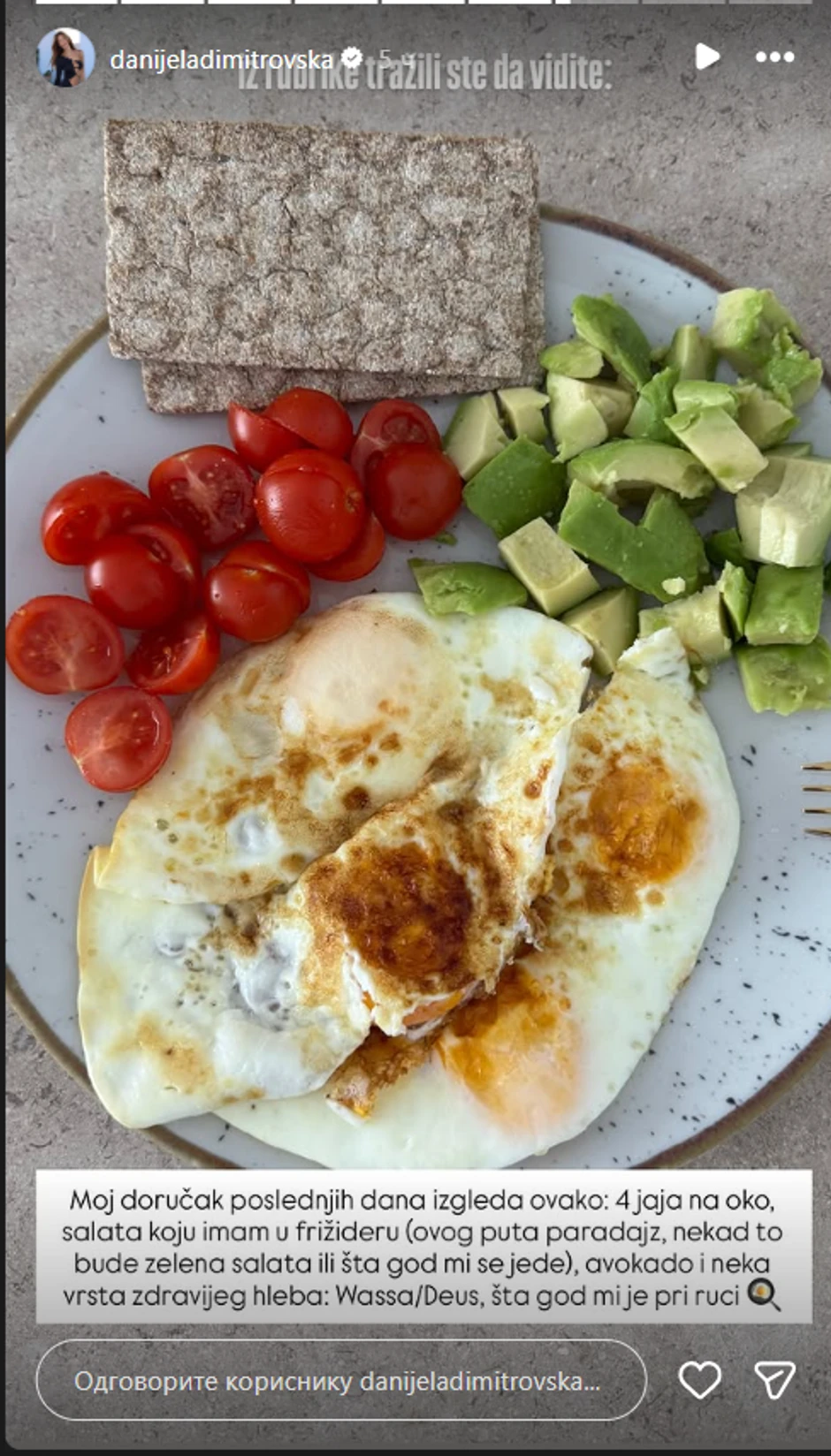 Ishrana Danijele Dimitrovske