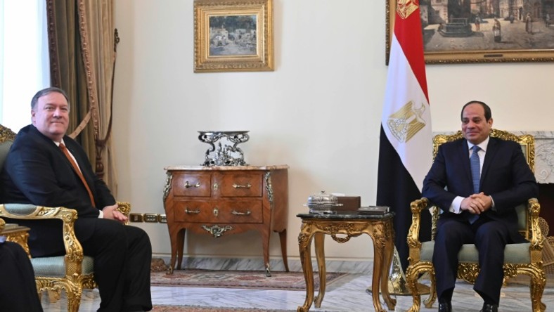 US Secretary of State Mike Pompeo meets with Egyptian President Abdel Fattah al-Sisi in Cairo on January 10, 2019