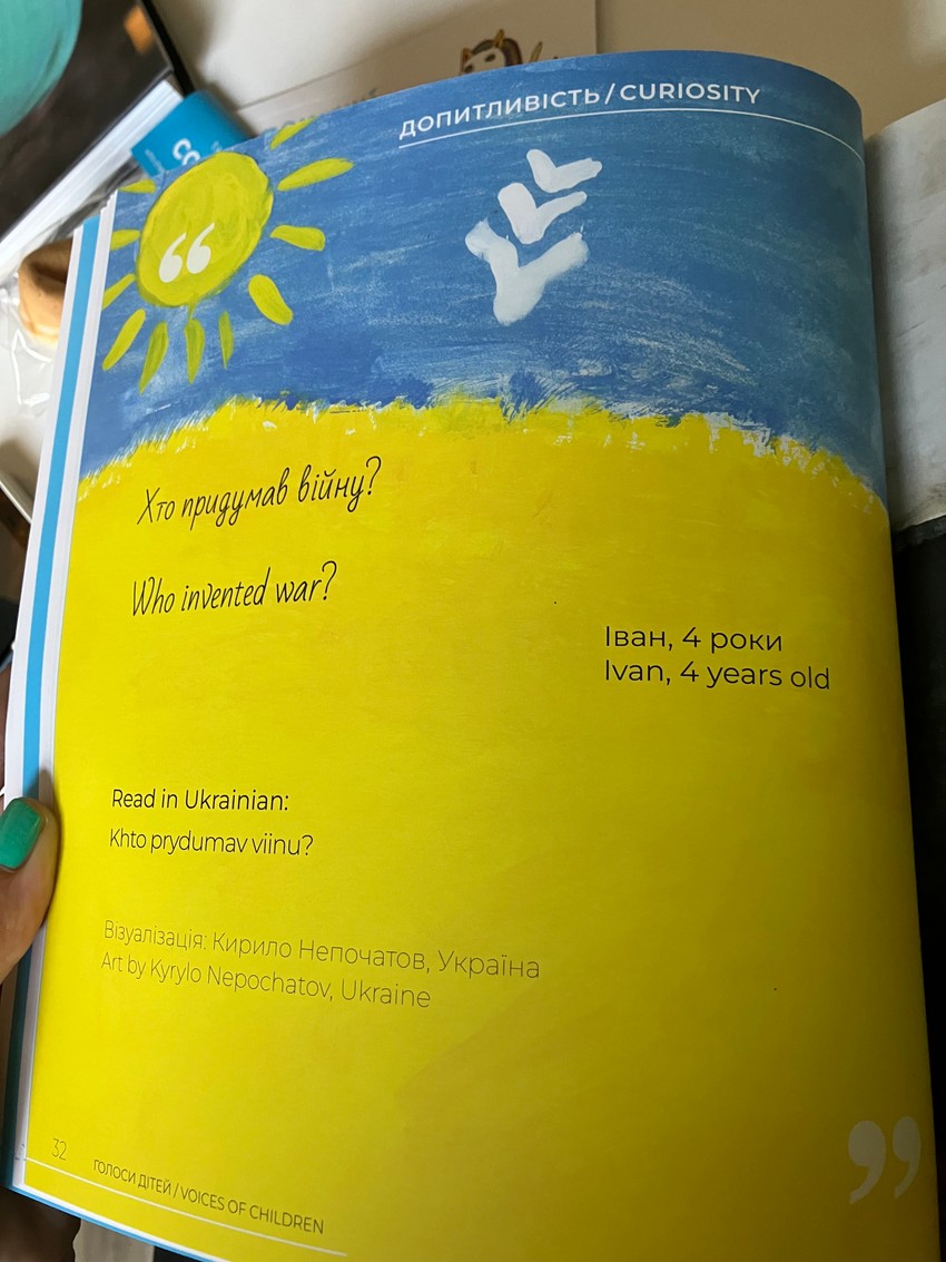 Delovi iz knjige "Rat kroz glasove dece", u kom se nalazi 100 citata ukrajinske dece
