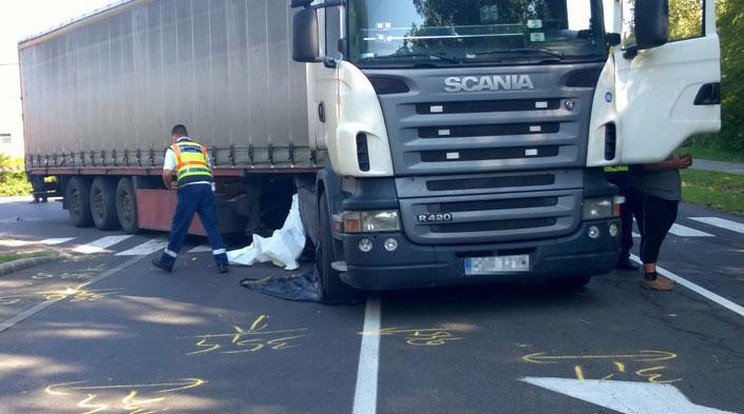 A lengyel kamionos nem tudott megállni a zebránál/Fotó: MTI