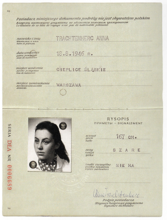 Dokument podróży Anna Trechtenherc, Muzeum Historii Żydów Polskich, 2014