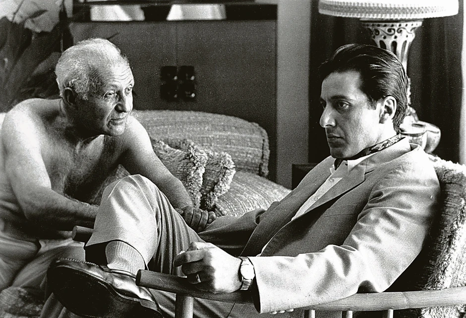 Li Strasberg i Al Paćino na snimanju "Kuma"