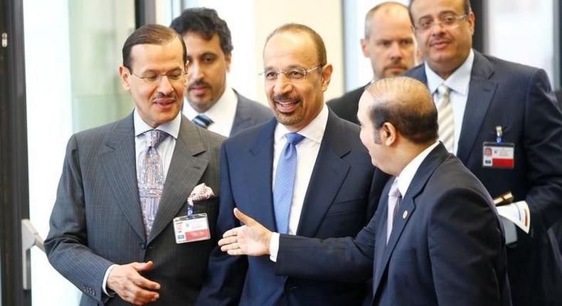 Saudi Arabia's Energy Minister Khalid al-Falih (C) arrives for a meeting of OPEC oil ministers in Vienna, Austria, June 2, 2016. 