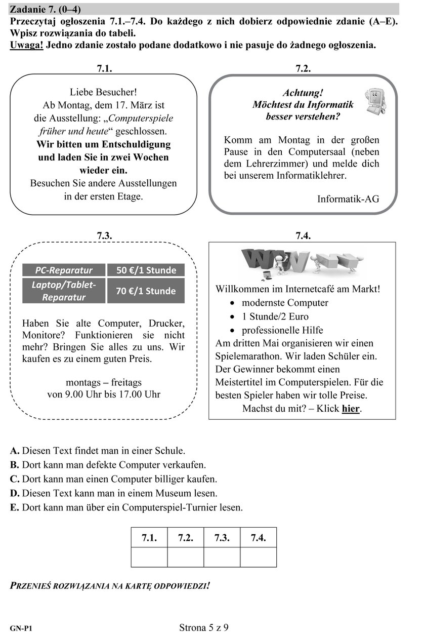 Egzamin gimnazjalny 2016: język niemiecki pytania 