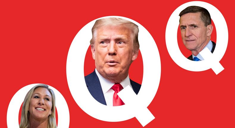 US Rep. Marjorie Taylor Greene, President Donald Trump, and Gen. Michael Flynn have all said positive things about QAnon.