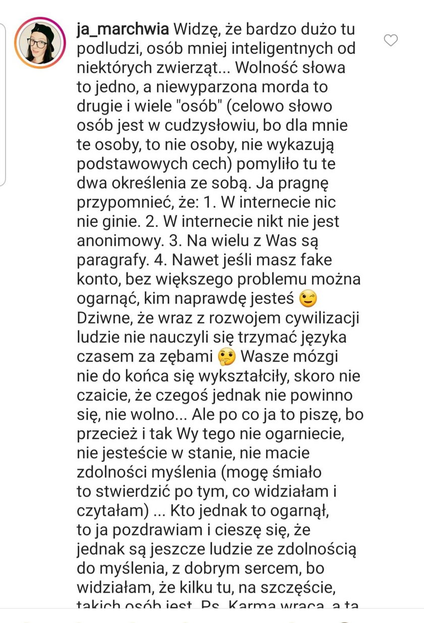 Komentarze na profilu Agnieszki Woźniak-Starak