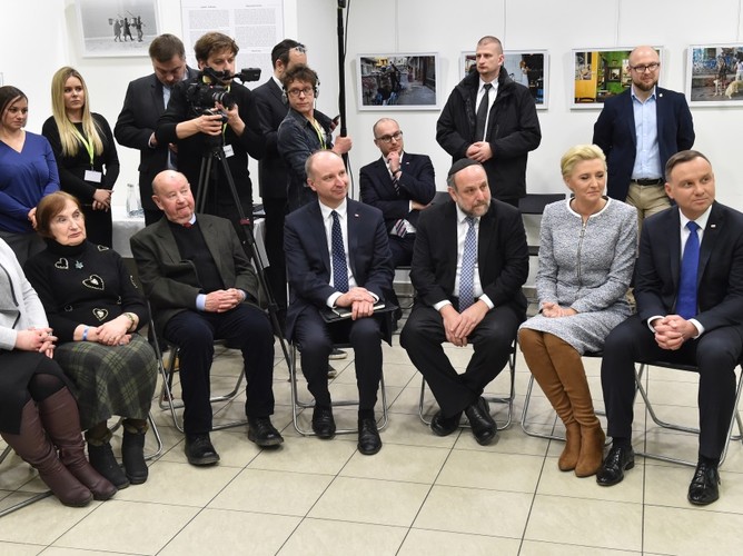 Agata Kornhauser-Duda i Andrzej Duda na spotkaniu ze społecznością żydowską