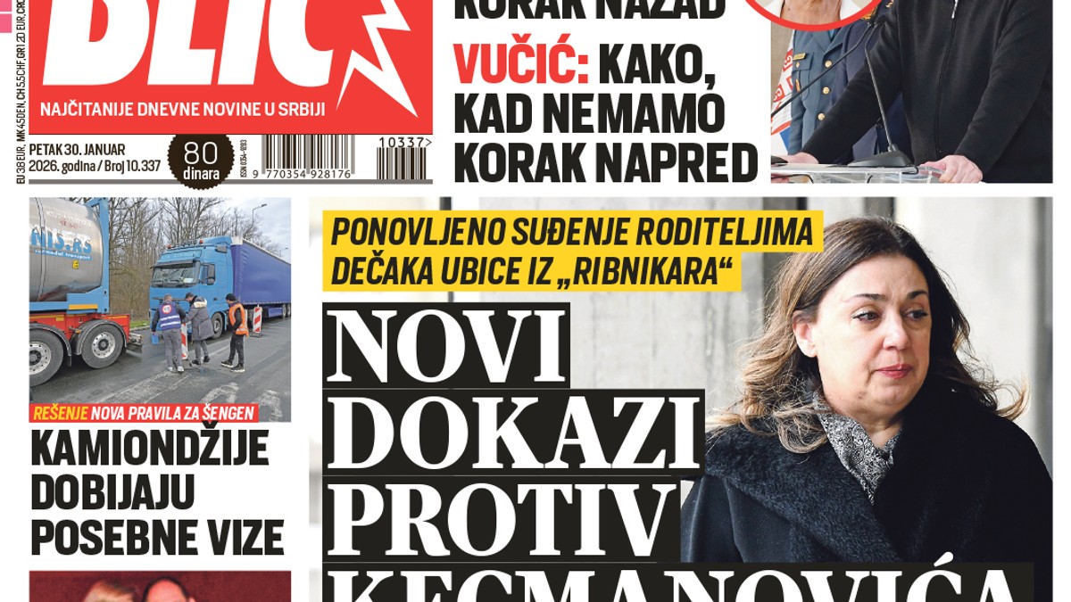 Blic naslovna strana za 30.1.