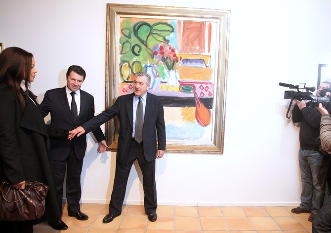 De Niro je sa bivšom suprigom Grejs hajtauer prisustvovao izložbi očevih slika 2010. u Nici