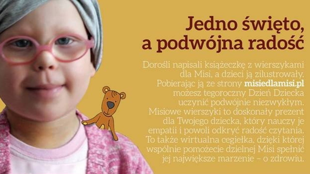 Czteroletnia Misia od dwóch lat jest chora na białaczkę. Nie może chodzić do przedszkola. Jedyną szansą na uratowanie jej życia jest kosztowne leczenie w zagranicznej klinice. Zobacz, jak możesz pomóc dziewczynce.