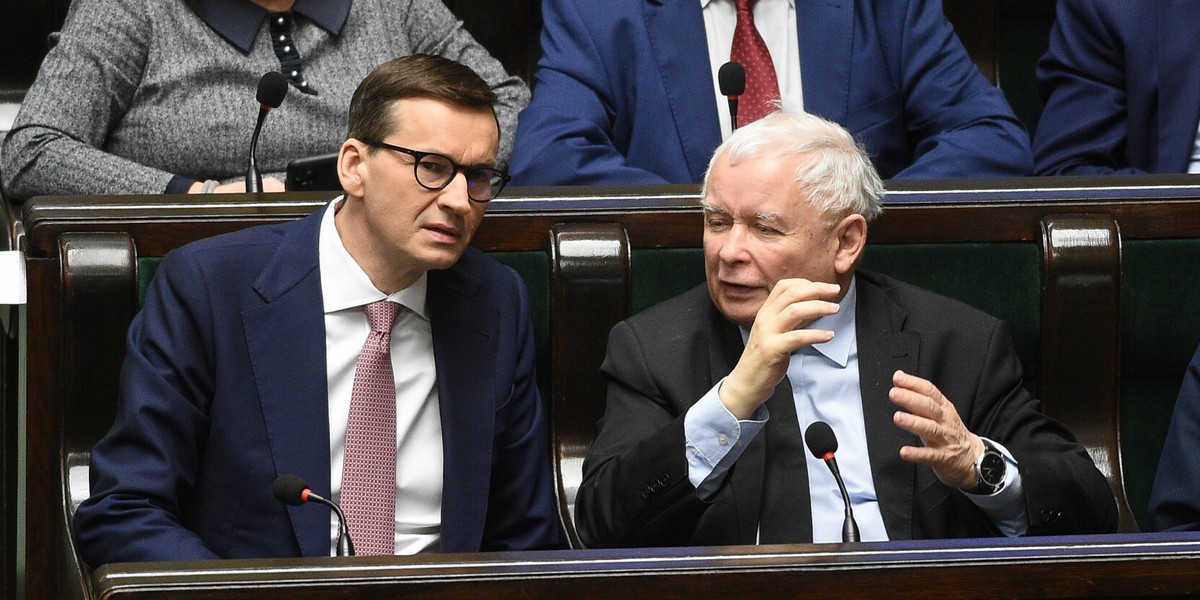 Premier Mateusz Morawiecki i prezes PiS Jarosław Kaczyński