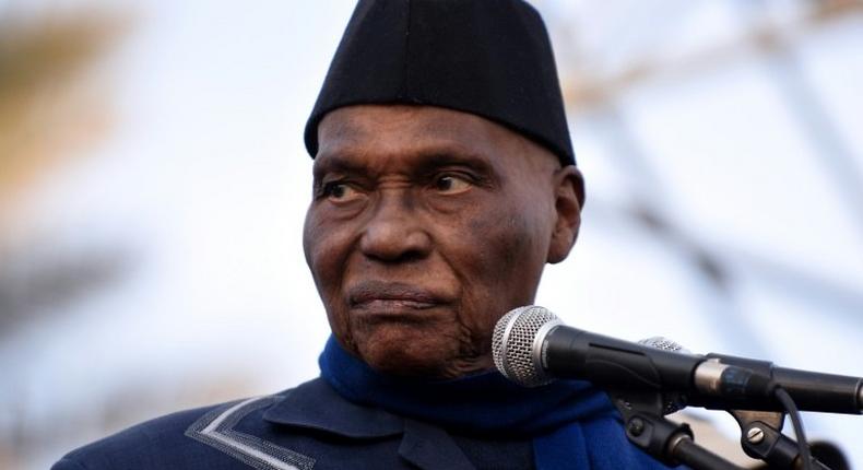 Former Senegal's president Abdoulaye Wade looks on during a meeting of the opposition Senegalese Democratic Party (Parti Democratique Senegalais, PDS) on February 4, 2015 at the Place de l'Obelisque in Dakar