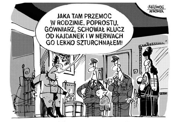 Przemoc w rodzinie karykatura