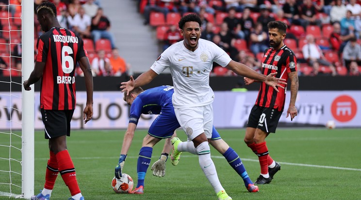 Ryan Mmaae már a 8. percben vezetést szerzett a Ferencvárosnak a Leverkusen elleni EL-meccsen. / Fotó: GettyImages