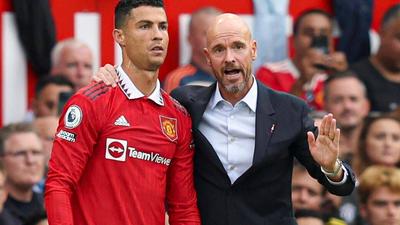Ronaldo of Manchester United and manager Erik ten Hag on September 4, 2022.