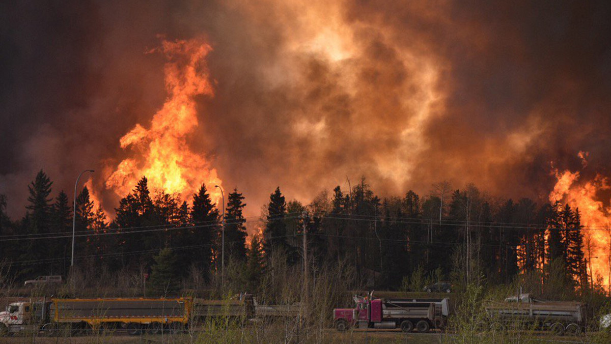 Wildfire is worsening along highway 63 Fort McMurray Alberta Canada