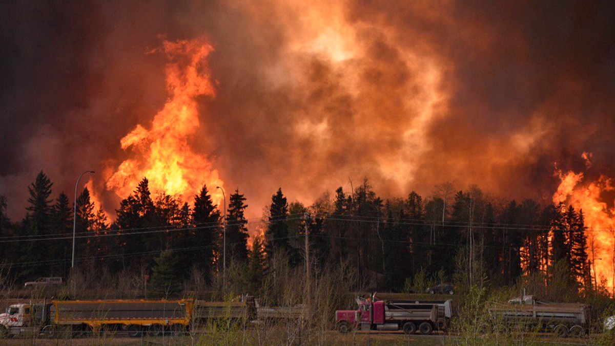 Wildfire is worsening along highway 63 Fort McMurray Alberta Canada