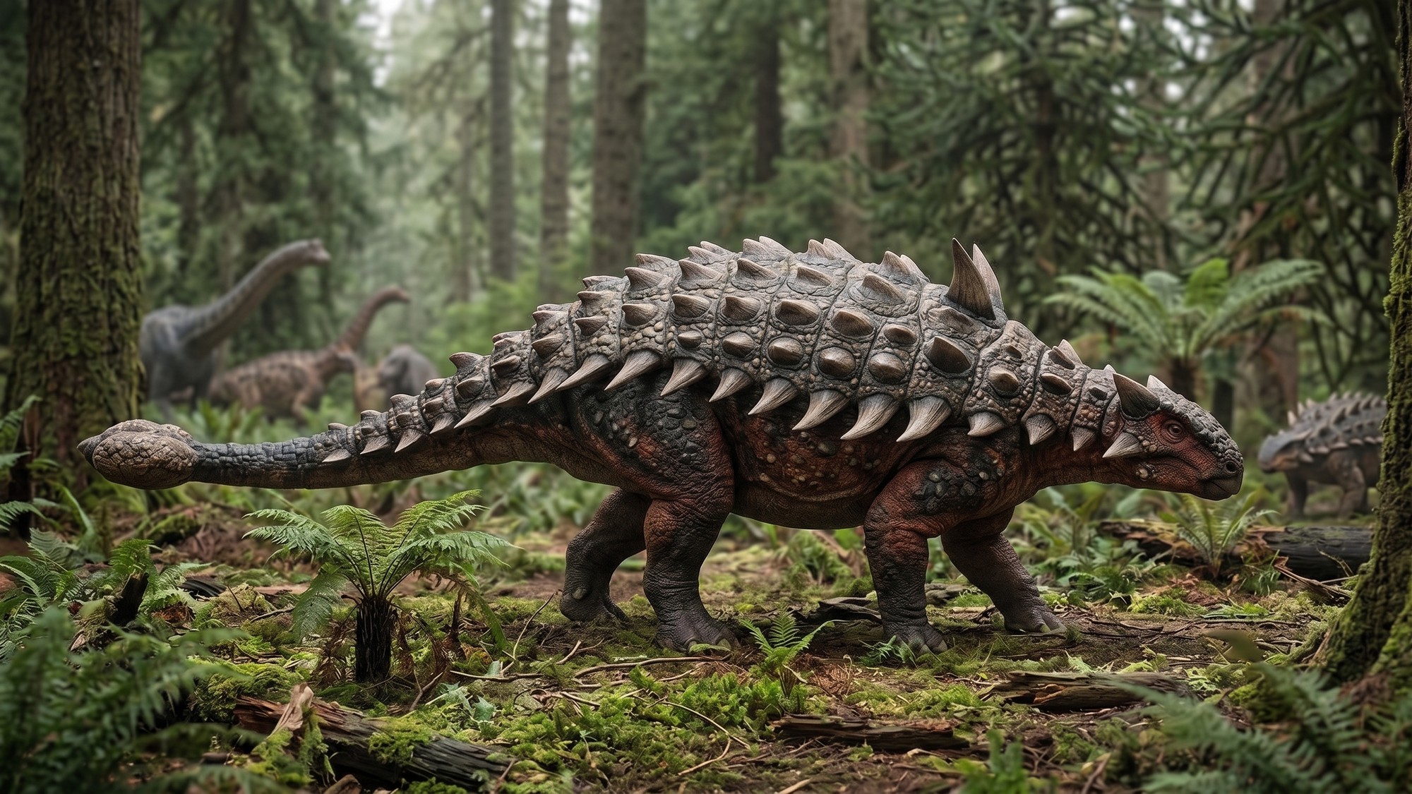 Ankylosaury boli obrnené bylinožravé dinosaury, ktorých telo chránili pevné kostené platne a ostne. (Ilustračný obrázok)