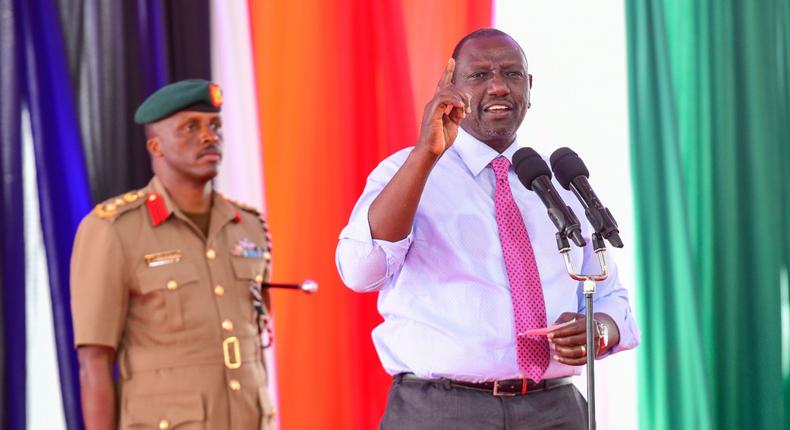 President William Ruto speaks during the ground breaking ceremony for the proposed Shauri Moyo ‘A’ affordable housing project, Nairobi County