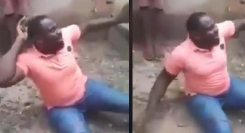 Angry residents flog the libido out of a macho man who was caught trying to rape his brother’s wife (video)