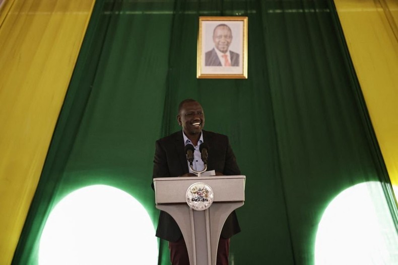 Kenyan President-Elect William Ruto speaks during a media briefing after chairing the inaugural meeting of elected Governors, Members of National Assembly and Senators under Kenya Kwanza Alliance at his residence in Karen, near Nairobi, on August 17, 2022. (Photo by PATRICK MEINHARDT/AFP via Getty Images)