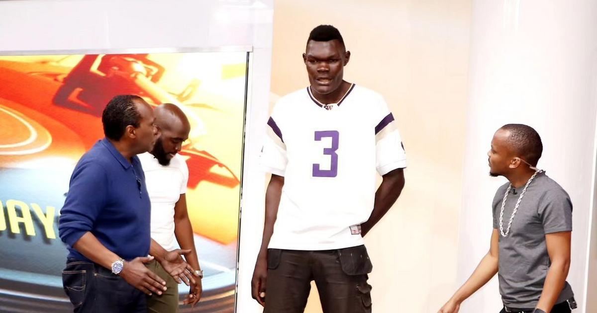 Citizen TV’s Jeff Koinange and Patrick Igunza gift the Goliath of Generation Z Bradley Mtall shoes