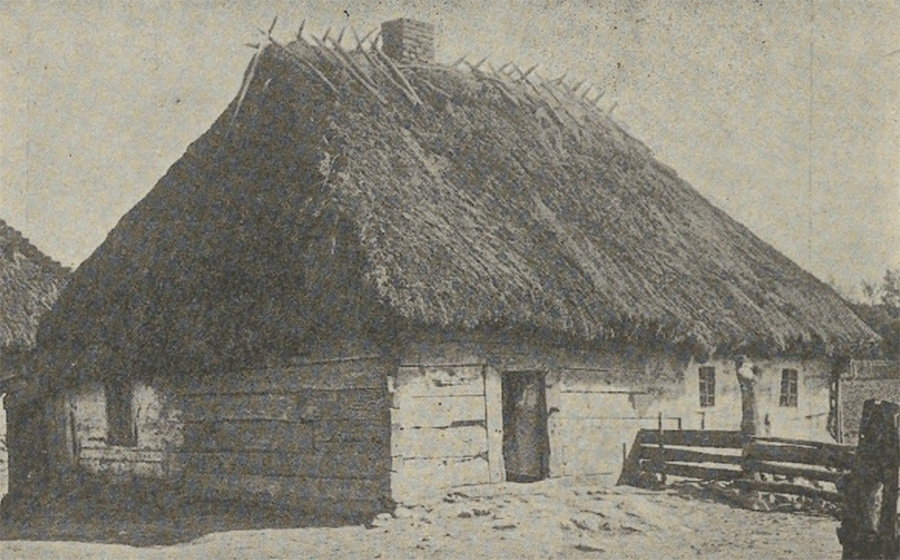 Jednoizbowa chata na Podlasiu wybudowana w 1792 r. Fotografia z końca XIX w.