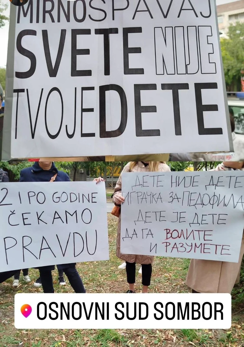 podrška roditeljima ispred suda na dan izricanja presude