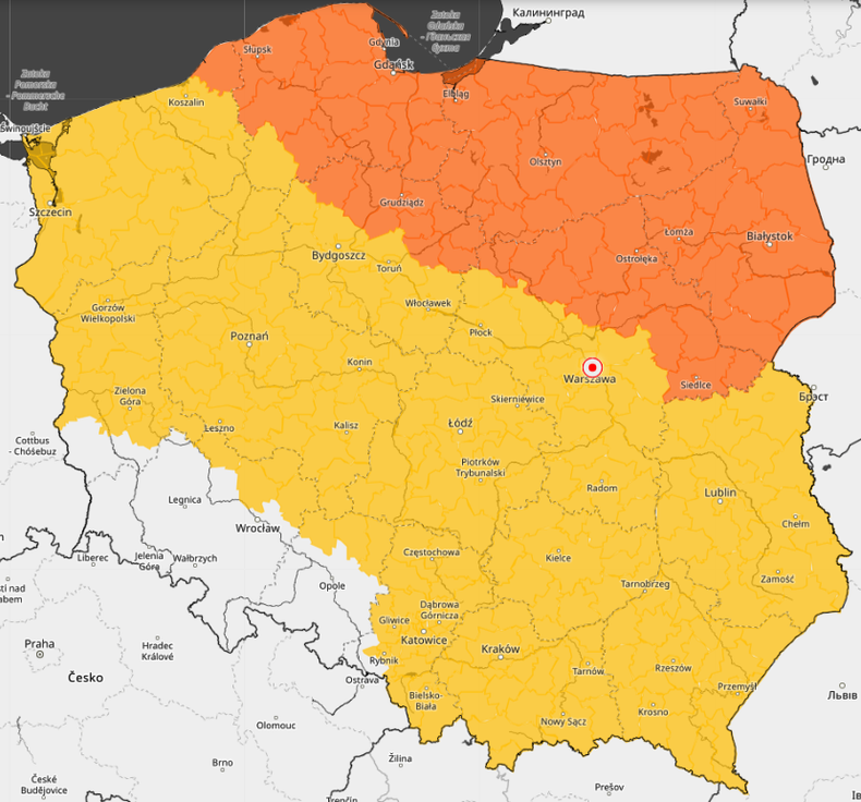 Ostrzeżenia przed opadami marznącymi